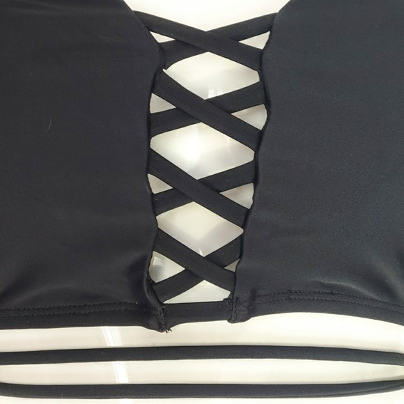 Black Corset Lace-Up Wrap Around Bikini Top - Picture 2 of 8